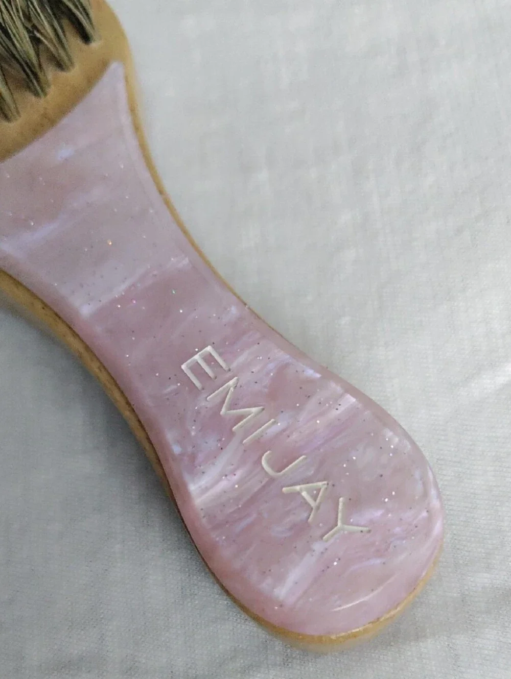 EMI Jay Mini Boar Bristle Pink Handled Hairbrush